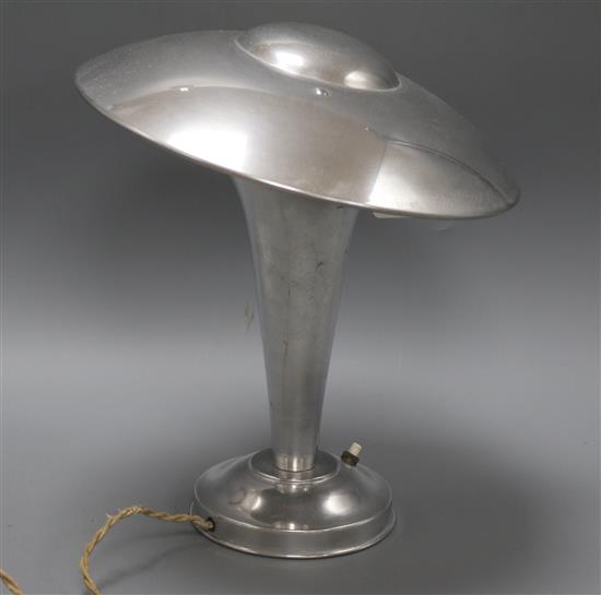 An Art Deco chrome mushroom desk lamp